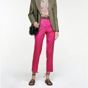 Etro Floral Satin Jacquard Slim Pants Size 50 Stunning!